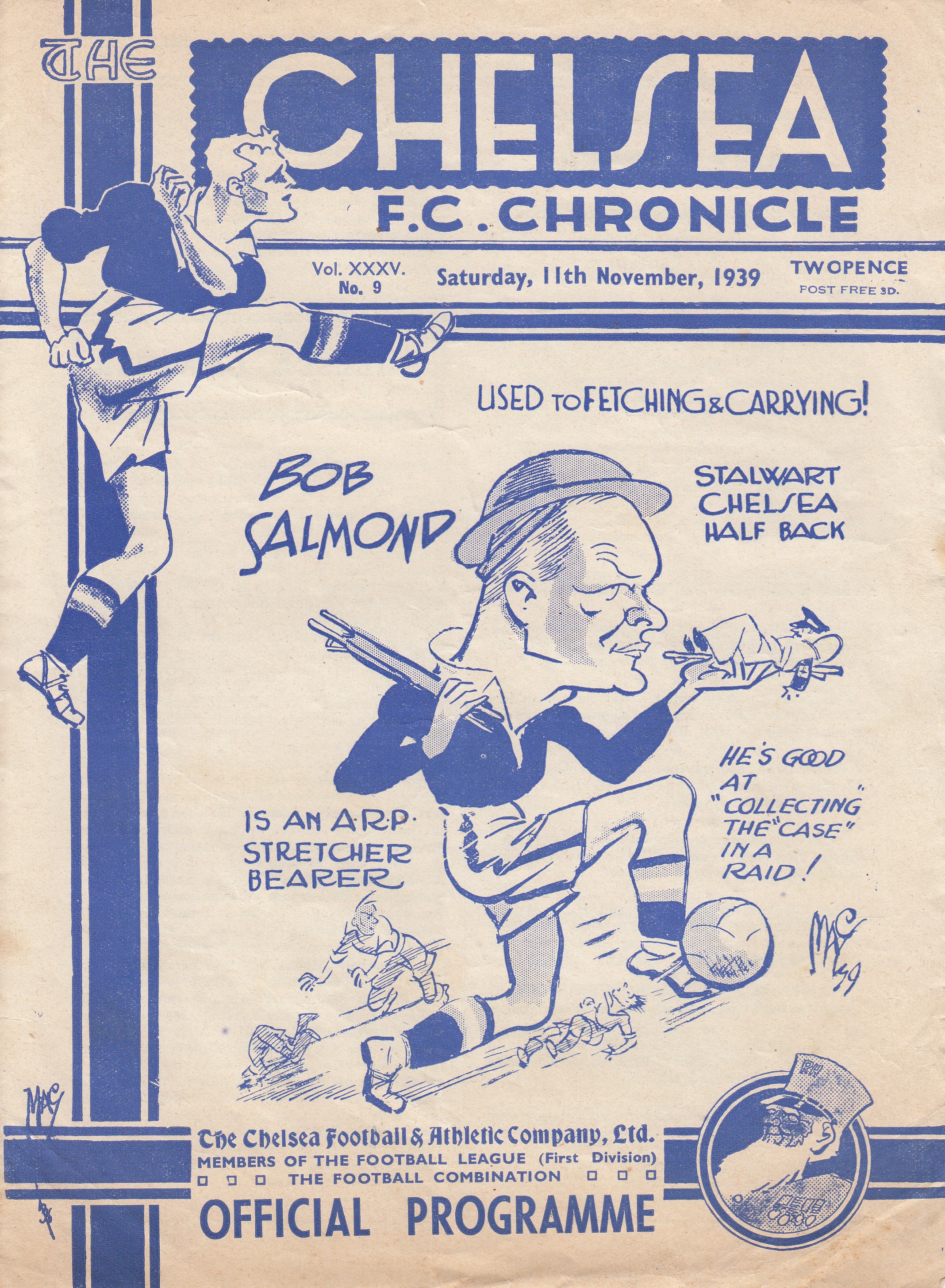 CHELSEA Chelsea home programme v Reading 11th November 1939. 4 Pager NOT Ex Bound Volume with - Image 2 of 2