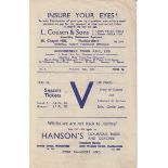 HUDDERSFIELD - MAN UTD 45 Four page Huddersfield home programme v Man Utd 25/8/45, scarce programme,