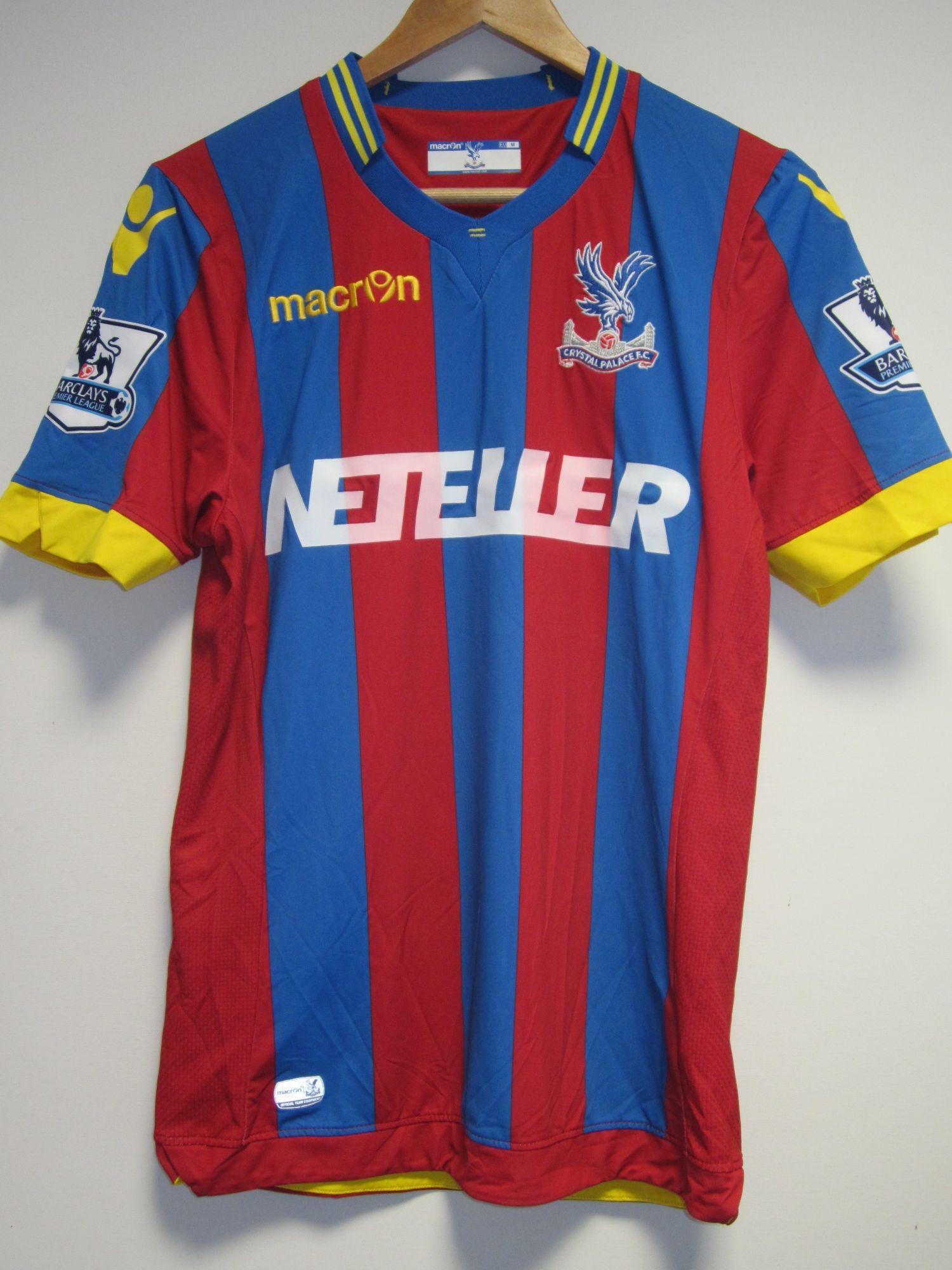 MATCH WORN SHIRT / ADLENE GUEDIOURA / CRYSTAL PALACE Blue and red stripe short sleeve shirt from
