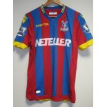 MATCH WORN SHIRT / ADLENE GUEDIOURA / CRYSTAL PALACE Blue and red stripe short sleeve shirt from