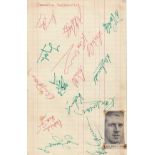 DARLINGTON / MORTON AUTOGRAPHS 1960'S Two magazine / newspaper pictures and 2 white lined sheets.