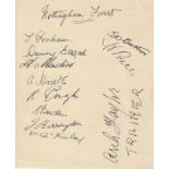 NOTTINGHAM FOREST 1935-36 Autograph album page signed by 11 Forest players 1935-36 includes