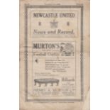 NEWCASTLE - BOLTON 1928 Newcastle home programme v Bolton, 1/12/1928, fold, a few minor marks,