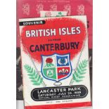 BRITISH LIONS 1959 Three programmes, Canterbury v Lions 25/7/59 at Christchurch (Canterbury won 20-