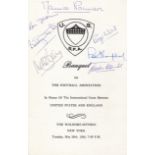 USA - ENGLAND 1964 Official Menu for Banquet in honour of the Football Association , 26/5/64, the