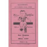 NEW BRIGHTON - HULL 46 New Brighton home programme v Hull City, 26/10/46, slight fold. Good