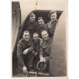 FA SERVICES TEAM 1944 Rare press photograph , 29/9/44 showing six players in military dress