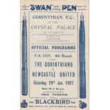 CORINTHIANS - NEWCASTLE 1927 CUP Eight page Corinthians home programme v Newcastle, 29/1/1927, Cup ,