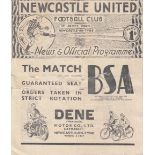 NEWCASTLE - ARSENAL 1936 CUP Newcastle home programme v Arsenal, 15/2/1936, FA Cup, the game ended