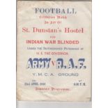 KARACHI 1944 Large 40 page programme , Army v RAF , 23/4/44 at YMCA ground, Karachi which at the