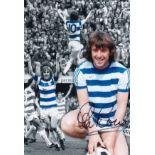 STAN BOWLES Signed colorized 12” x 8” photo, showing a montage of images relating to QPR’s legendary