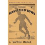 MANSFIELD - CARLISLE 49 Mansfield home programme v Carlisle, 2/4/49, slight fold, neat changes.