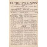 ASTON VILLA - MAN UTD 46 Villa home programme v Man Utd, 2/11/46, slight fold, four page issue.