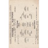 FULHAM - WATFORD 43 Single sheet Fulham home programme v Watford, 13/11/43, folds, scores, notes