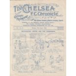 CHELSEA - MAN UTD 1925 Chelsea home programme v Manchester United, played Monday 13/4/1925, eight