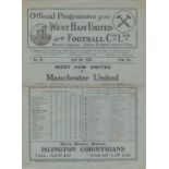 WEST HAM - MAN UTD 1934 West Ham home programme v Manchester United 2/4/1934, slight fold. Generally