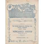 CLAPTON ORIENT - NEWCASTLE 1926 Clapton Orient home programme v Newcastle, 20/2/1926, FA Cup,