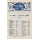 MANCHESTER UTD - NEWCASTLE 1927 Manchester United home programme v Newcastle, 10/9/1927, eight