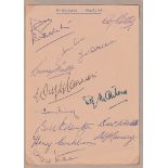 ENGLAND 1948-49 Autograph album page signed by 12 players who represented England in 1948/49. Good