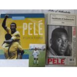 PELE / AUTOGRAPH A 5.5" x 4" photocard of Pele in New York Cosmos kit signed "To Layze Best Wishes