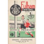 FESTIVAL OF BRITAIN / FULHAM Home programme v. Dinamo Zagreb 10/5/1951 with scores entered. Good