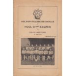 ESBJERG - HULL CITY 54 Scarce programme, Esbjerg v Hull City, 20/5/54 at Esbjerg Idraetspark.