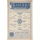 RANGERS - CLYDE 48 Rangers home programme v Clyde 11/9/48, slight fold, no writing. Generally good