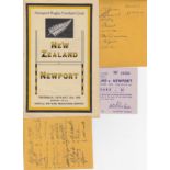 RUGBY- ALL BLACKS 53-4 Four items relating to the 53-4 New Zealand All Blacks , two pages from an
