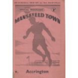 MANSFIELD - ACCRINGTON 49 Mansfield home programme v Accrington Stanley, 22/1/49. Generally good