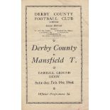 DERBY - MANSFIELD 44 Derby home programme v Mansfield, 19/2/44, Mansfield won 1-0 although