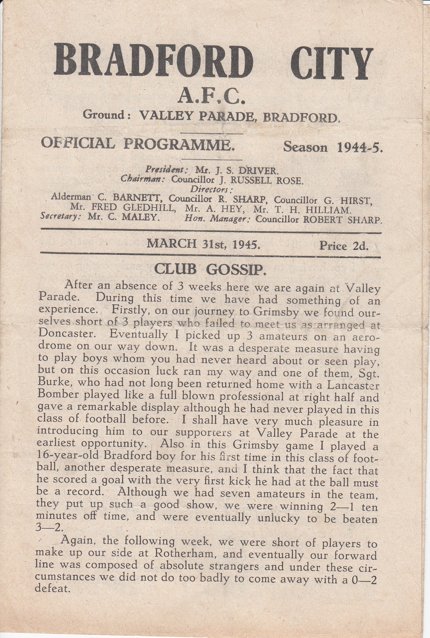 BRADFORD CITY - SHEF UTD 45 Four page Bradford City home programme v Shef Utd. League North Cup, - Image 2 of 3