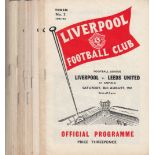 LIVERPOOL A collection of 22 Liverpool home programmes from the 1961/62 season all 21 League matches