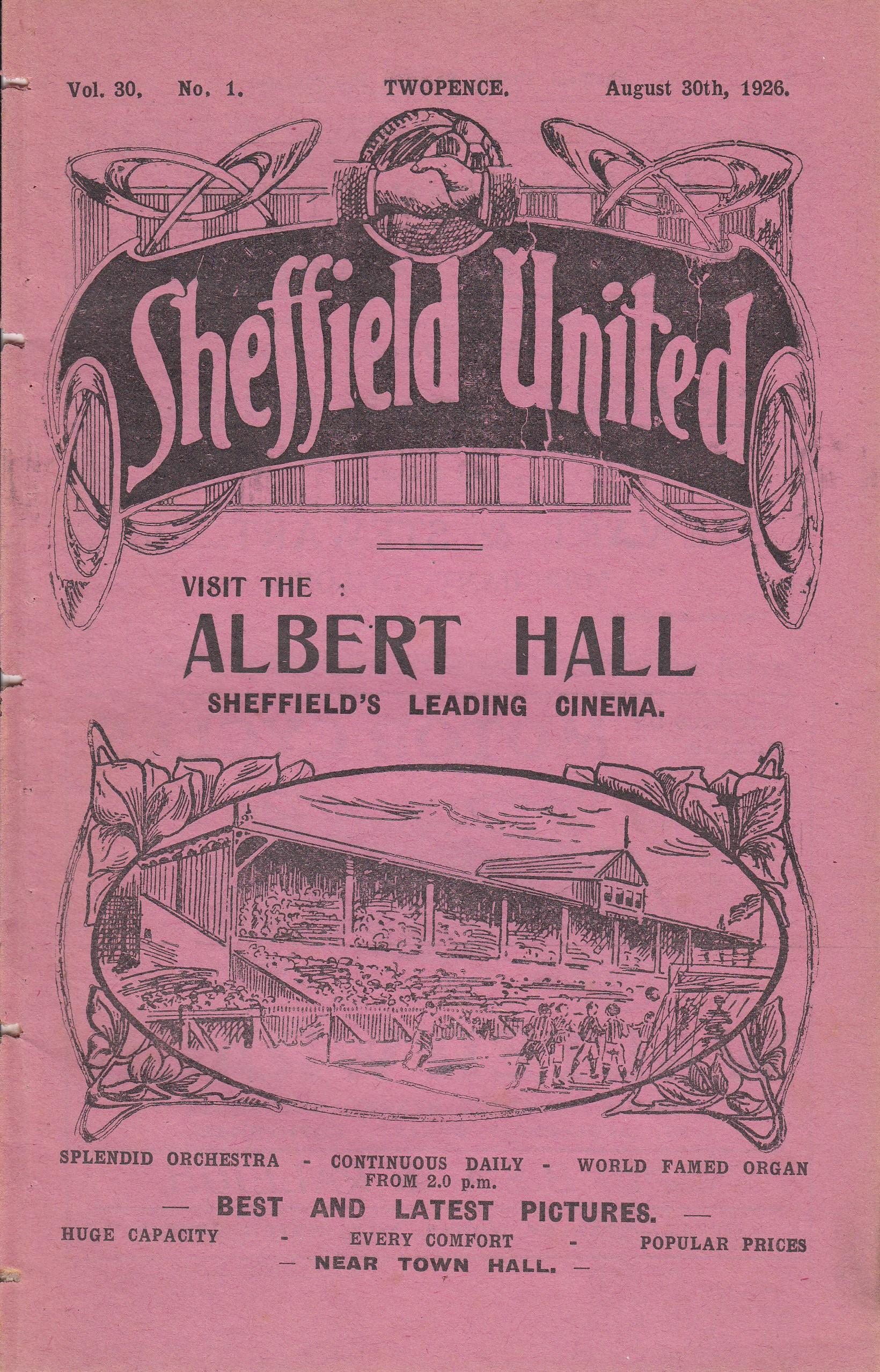 SHEF UTD - MAN UTD 1926 Sheffield United home programme v Manchester United, 30/8/1926, ex bound - Image 3 of 3