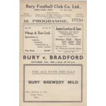 BURY - BRADFORD PA 45 Bury home programme v Bradford Park Avenue, 27/10/45, minor folds, no writing.