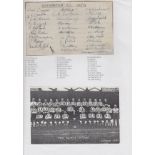 SOUTHAMPTON 1938-39 Signatures of 30 Southampton players on a postcard sized card, 1938-39.