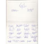 SCOTLAND 1998 White fold over card with 21 Scotland signatures of the squad v Lithuania, 5/9/98 in