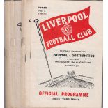 LIVERPOOL A collection of 18 Liverpool home programmes from the 1960/61 promotion season 17 League