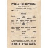 1948 ITALY V ENGLAND Friendly played 16 May 1948 at Stadio Comunale, Turin. Very scarce single sheet