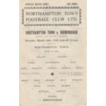 NORTHAMPTON - BIRMINGHAM 45 Single sheet Northampton home programme v Birmingham, 24/3/45, League