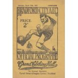 BRADFORD CITY - SUNDERLAND 1922 Bradford City home programme, v Sunderland, 18/3/1922, Division 1,