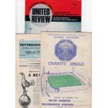 CHARITY SHIELDS Three Charity Shield programmes, 1958 Bolton v Wolves, 1961 Tottenham v FA XI,