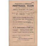 WALTON & HERSHAM 45 One of the earlier programmes from the newly formed club, Walton & Hersham FC