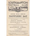 SOUTHAMPTON 1954. Four page Southampton programme titled "Hampshire Day" and listing the teams for