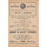 YORK - CHESTERFIELD 1943 York home programme v Chesterfield,, 3/4/43, four page issue, League War