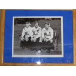 SIGNED PHOTO Framed signed photo of Tom Finney (Preston) , Dennis Law (Manchester United) and Nat