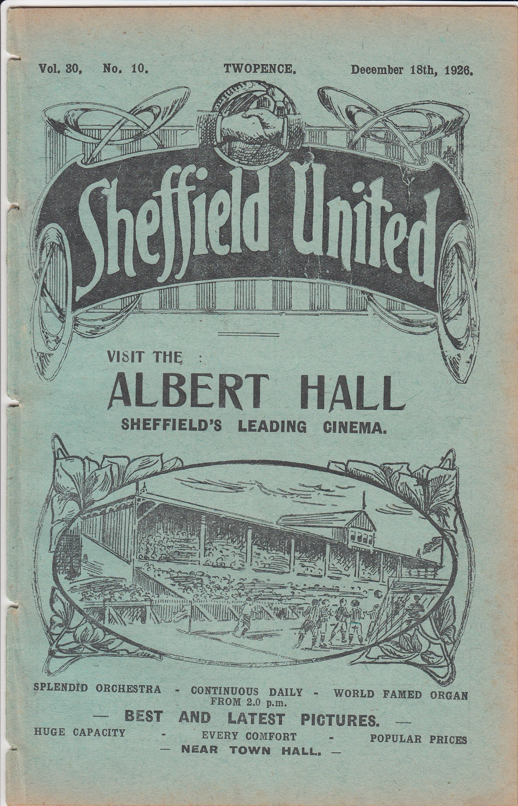 SHEF UTD - BIRMINGHAM 1926 Shef Utd home programme v Birmingham, 18/12/1926, Sheffield United won