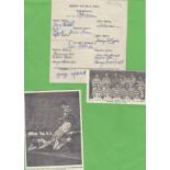 MORTON AUTOGRAPHS 1951/2 A sheet signed by 12 members of the Greenock Morton team for 1951./2. Good