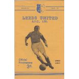 LEEDS - LEICESTER 49 Leeds United home programme v Leicester, 3/12/49. Generally good.