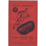 BRENTFORD 49-50 Signed Brentford home programme v West Ham, 26/11/49, signed on team page by