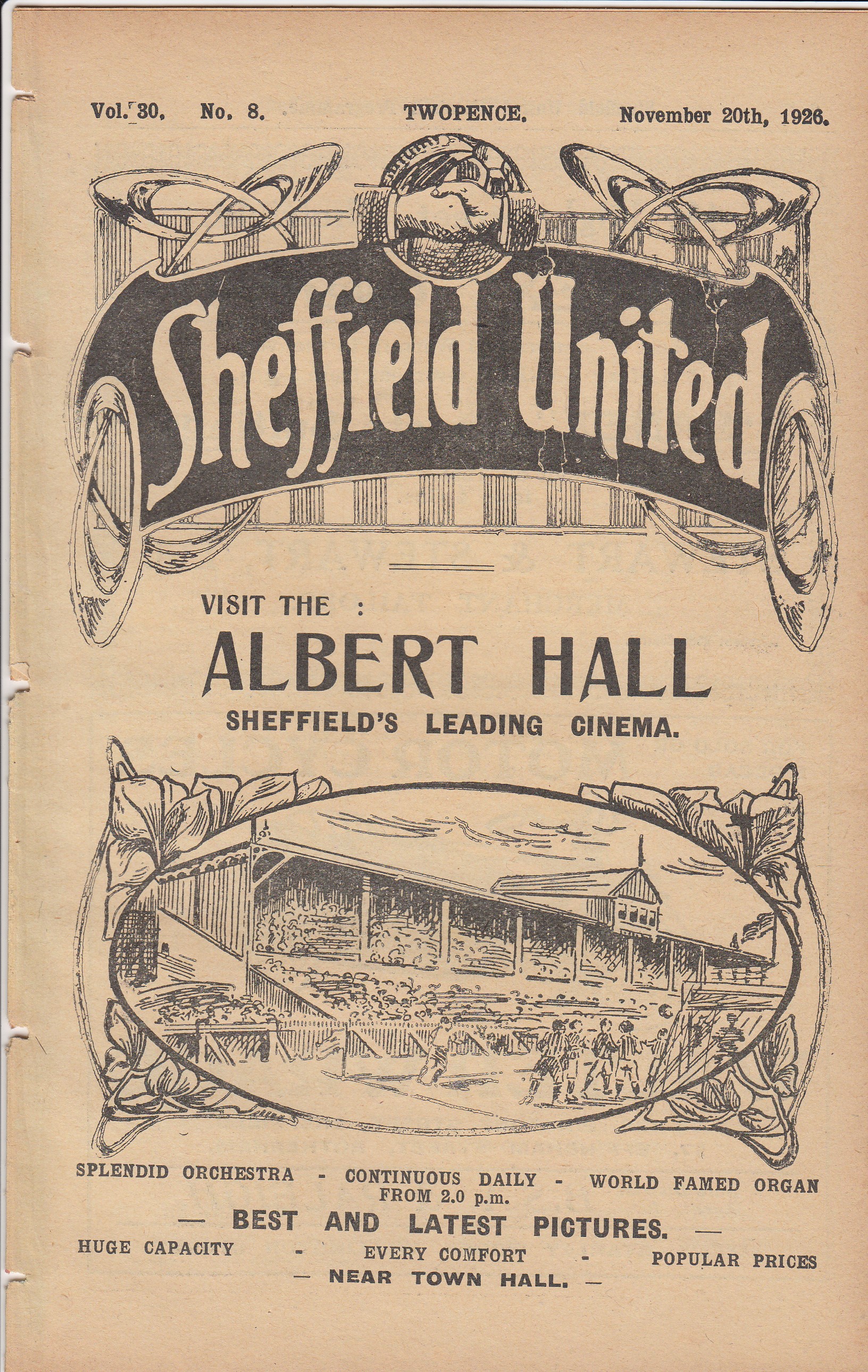 SHEF UTD - HUDDERSFIELD 1926 Shef Utd home programme v Huddersfield, 20/11/1926, Huddersfield ,